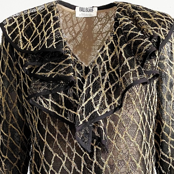 Authentic Vintage Bill Blass 2-Piece Illusion Lace Jacket & Skirt Set Size 12 - Picture 5 of 12